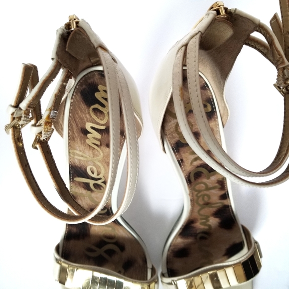 Sam Edelman Cream and Gold Allie Heels - Picture 3 of 5